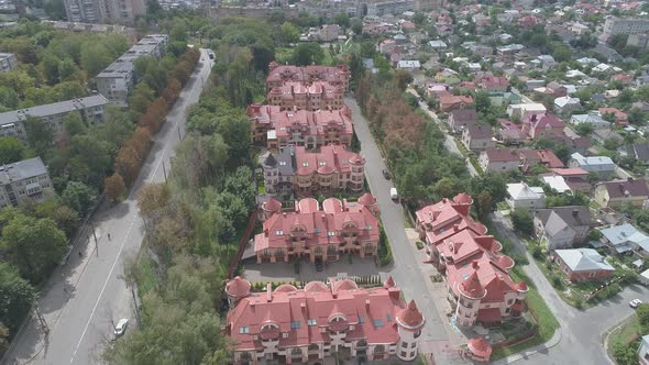 Aerial view of buildings in Ternopil alt