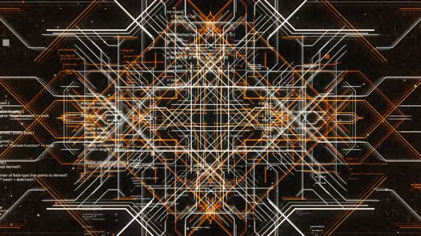 Crossing orange and white lines and program code alt