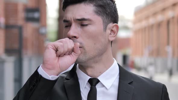 Cough Sick Businessman Coughing Outdoor alt