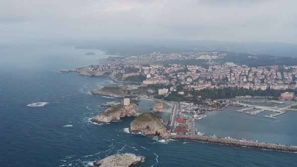 Town And Sea Aerial View