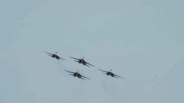 Flanker fighters in formation during air show alt