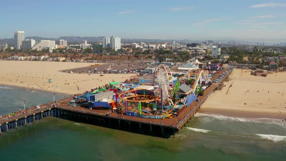 Aerial View of the Santa Monica Pier in Santa Monica LA California alt