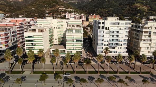 Drone Footage of the Southern Albanian Riviera City of Vlore and the Karaburun Peninsula alt