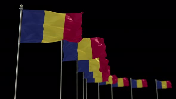 Romania Row Flag With Alpha
