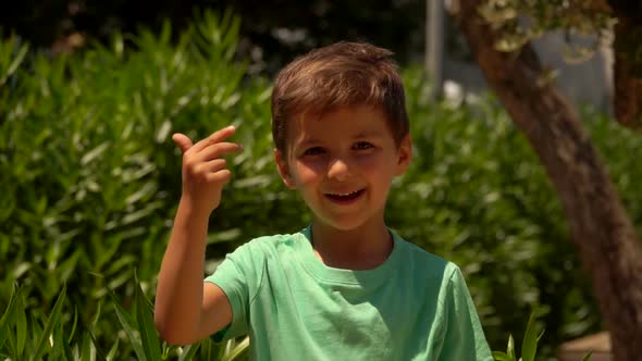 A Little Boy Is Counting on His Fingers alt