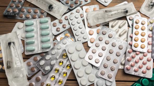 Closeup Shot of Different Pills, Pharmaceutical Industry Concept.