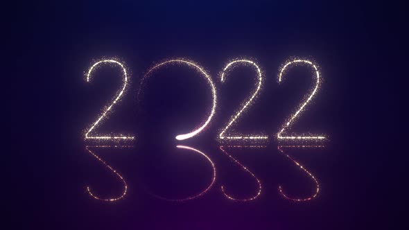 Happy New Year 2022 Animation with Dynamic Particles Reflection