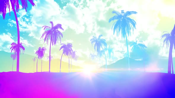 Summer Palm Beach Background, Motion Graphics | VideoHive