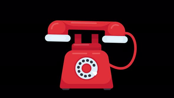 Animation of ringing old fashioned red telephone.