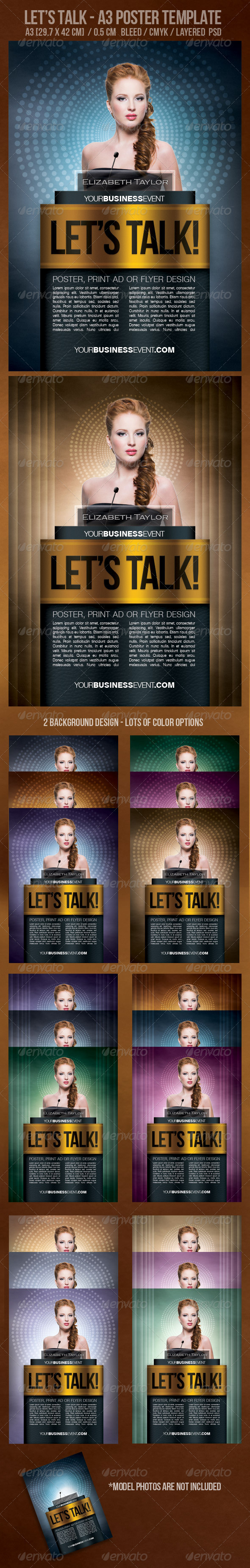 Let's Talk! A3 Poster Design Template. - Clubs & Parties Events