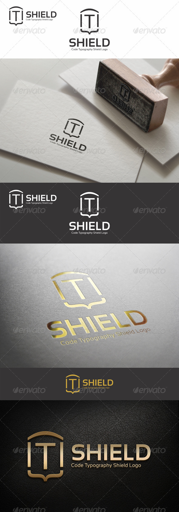 Code Typography Shield Logo - Symbols Logo Templates