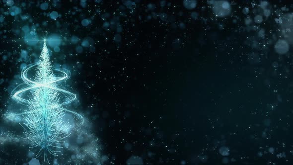 Animated Blue Christmas Fir Tree Star background bokeh snowfall HD resolution