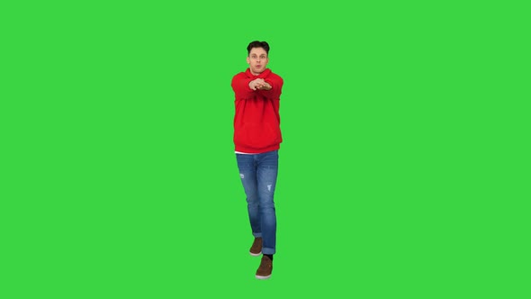 Breakdancer Freestyle Electric Boogie Dance on a Green Screen, Chroma Key alt