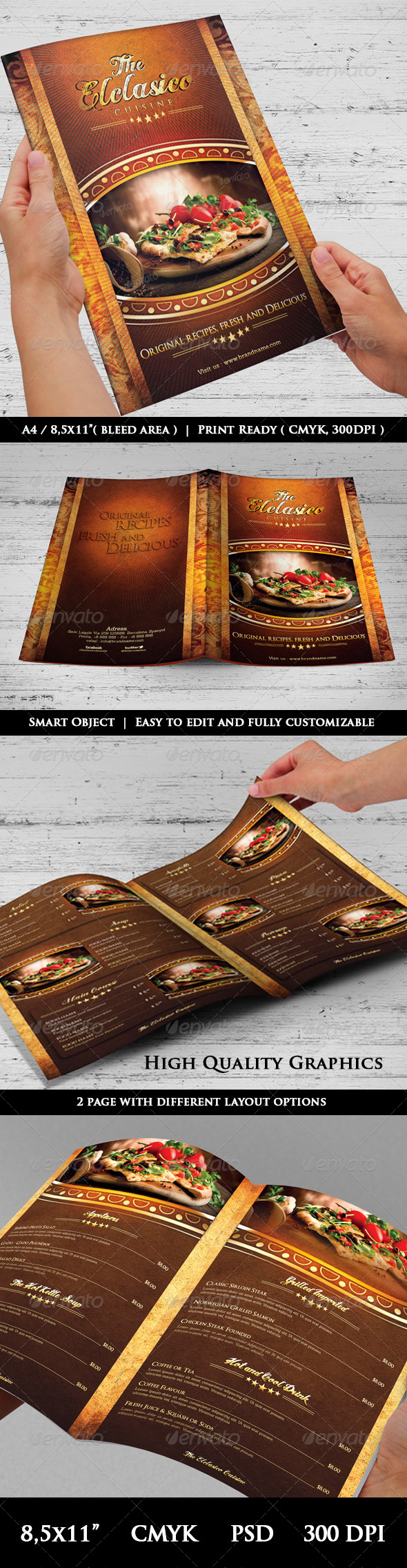 The Elclasico Cuisine Menu Templates - Food Menus Print Templates