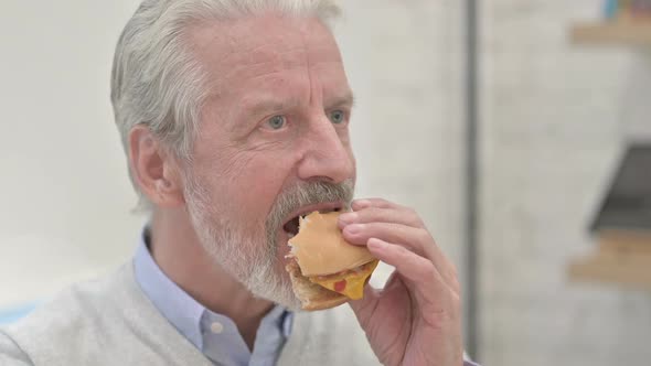 Hungry Old Man Eating Cheese Burger by Stockwood | VideoHive