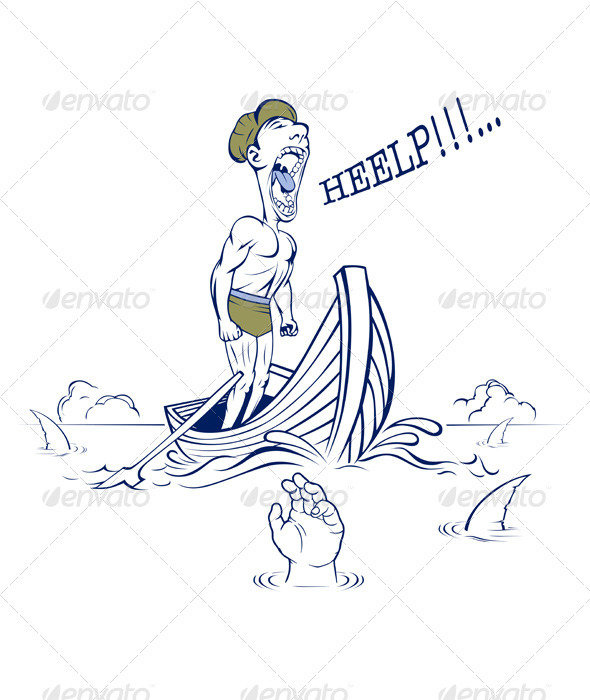 Shark Ship Man Scream