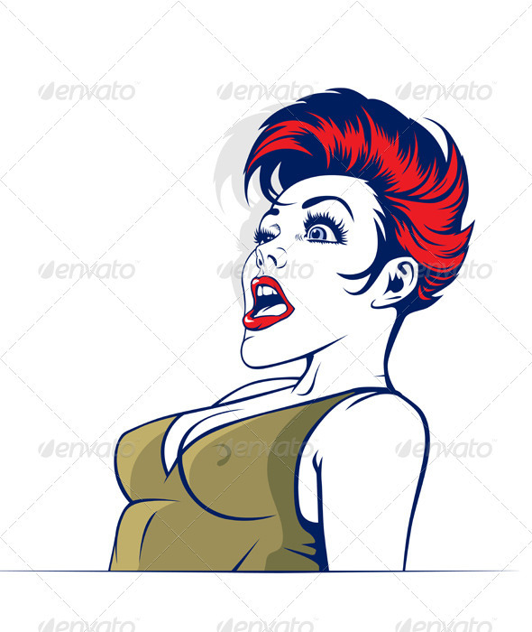 Cartoon Surprise Girl - People Characters