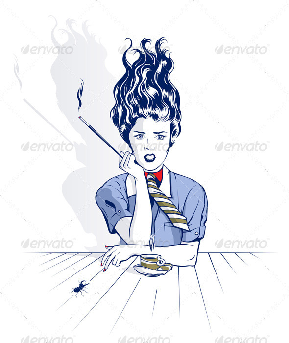 Smoke Cartoon Woman - People Characters