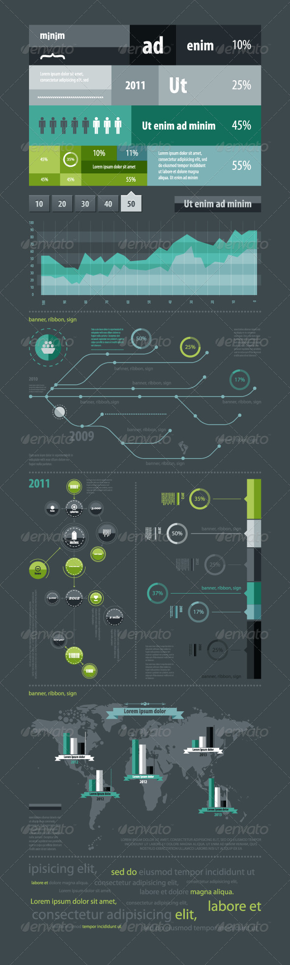 Elements of infographics with a map of the World - Infographics