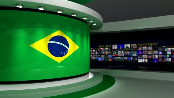 Virtual studio. Brazilian flag.