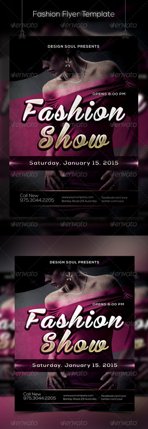 Fashion Show Flyer Template, Print Templates | GraphicRiver, image size:590x1708