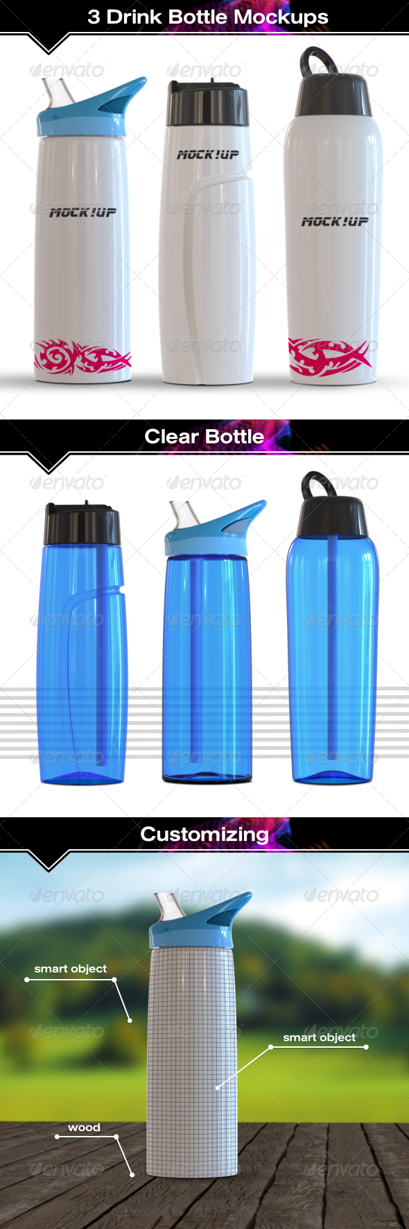 Download 3 Sport Bottle Mockup By Fusionhorn Graphicriver