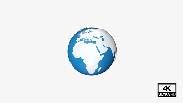 White & Blue World Map Seamlessly Rotating alt