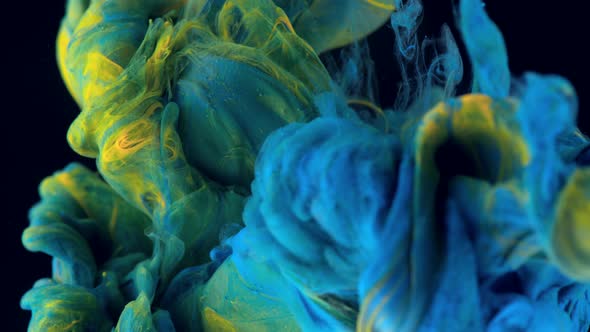 4K Slow motion colorful Paint Ink Drops Splash in Ultra High Definition