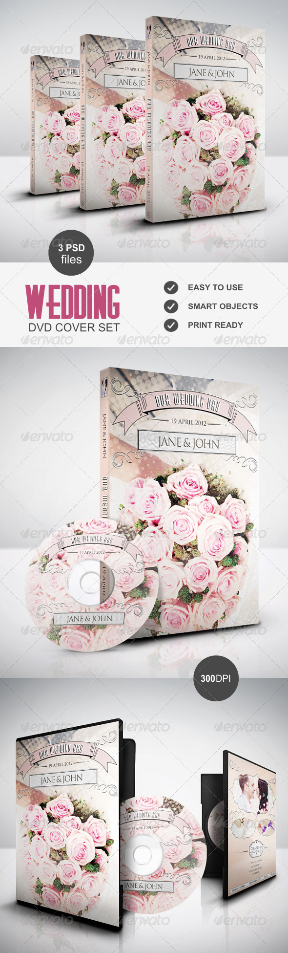 Vintage Wedding DVD Cover - CD & DVD Artwork Print Templates