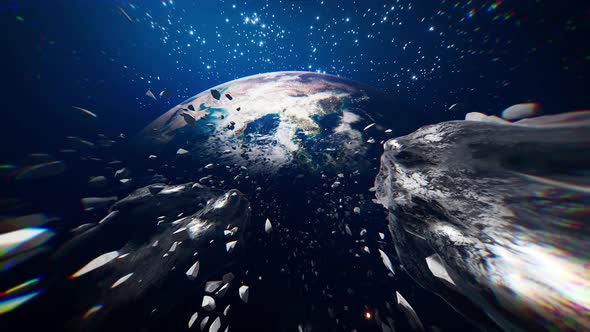 Space Asteroids On Earth Orbit 4k