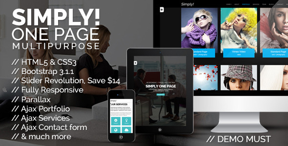 Simply One Page - ThemeForest 7788220