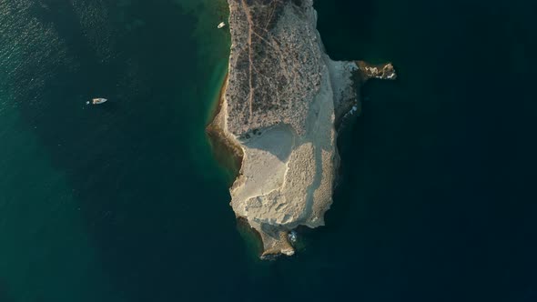 Mediterranean Headland of Malta Island in Sunset Light with Turquoise Blue Water, Aerial Birds Eye alt