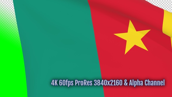 Cameroon waving flag transition 4k and 1080 HD footage with alpha channel alt