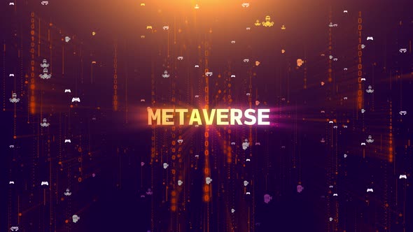 Metaverse Matrix Digital Tower Animation with Icons, Motion Graphics