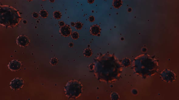 Virus cells under a microscope