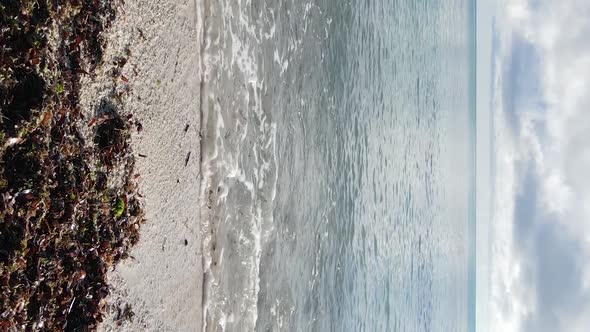 Zanzibar Tanzania  Vertical Video of the Ocean Near the Coast Slow Motion alt