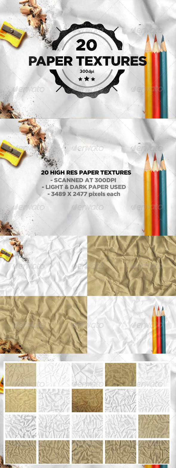 20 Folded Paper Textures - Paper Textures