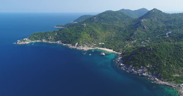 Tropical Island Coast Ocean Water Aerial View