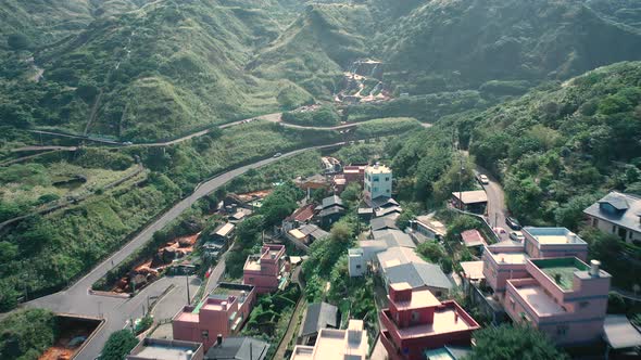 Golden Waterfall in Jiufen, Taiwan. alt