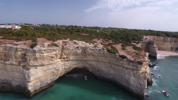4K drone footage of Benagil Cave in Algarve, Portugal alt