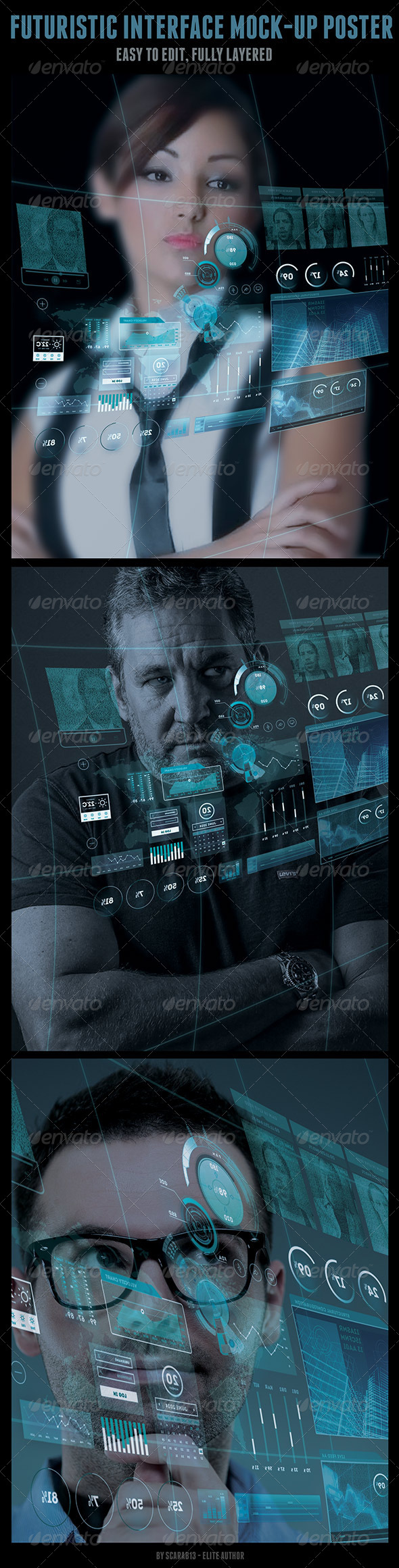 Large Futuristic Interface Mock-Up - Product Mock-Ups Graphics