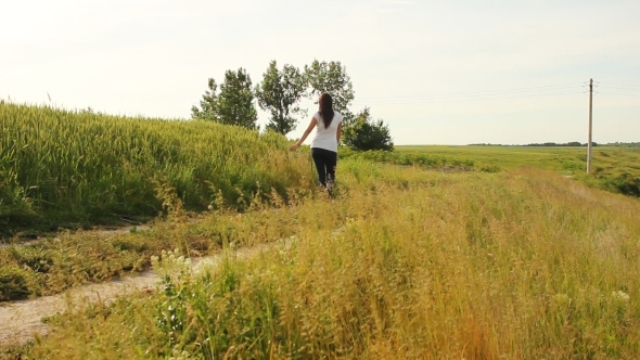 Happy Girl Walking On the Road 2