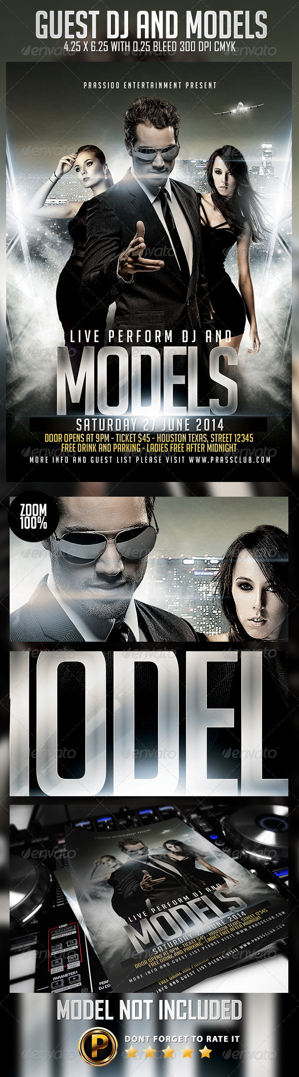 Guest DJ And Models Flyer Template - Clubs & Parties Events