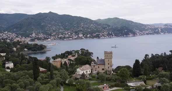 Drone Shot Of Santa Margherita Ligure. Travel Italy, Explore Landscapes. alt