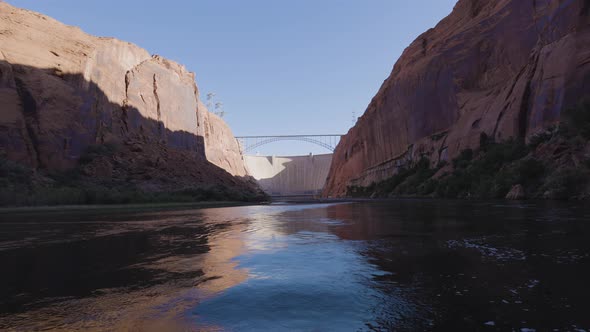 Glen Canyon Dam and Colorado River in Page Arizona United States of America alt