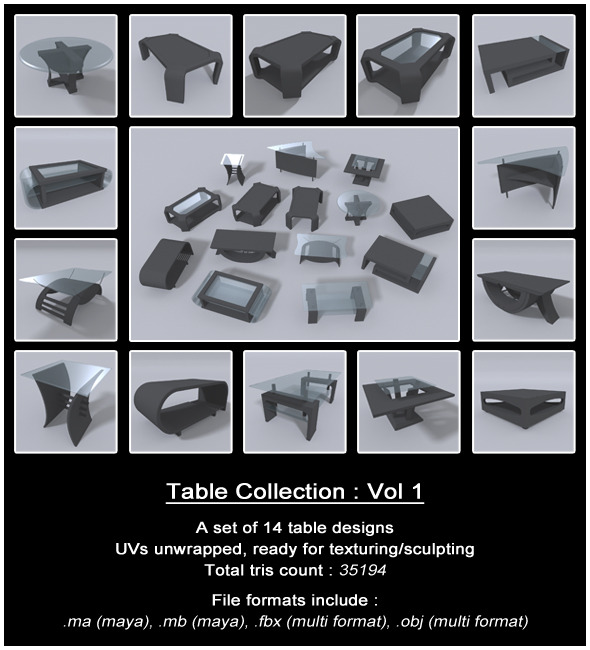 Table Collection : Vol 1 - 3DOcean Item for Sale