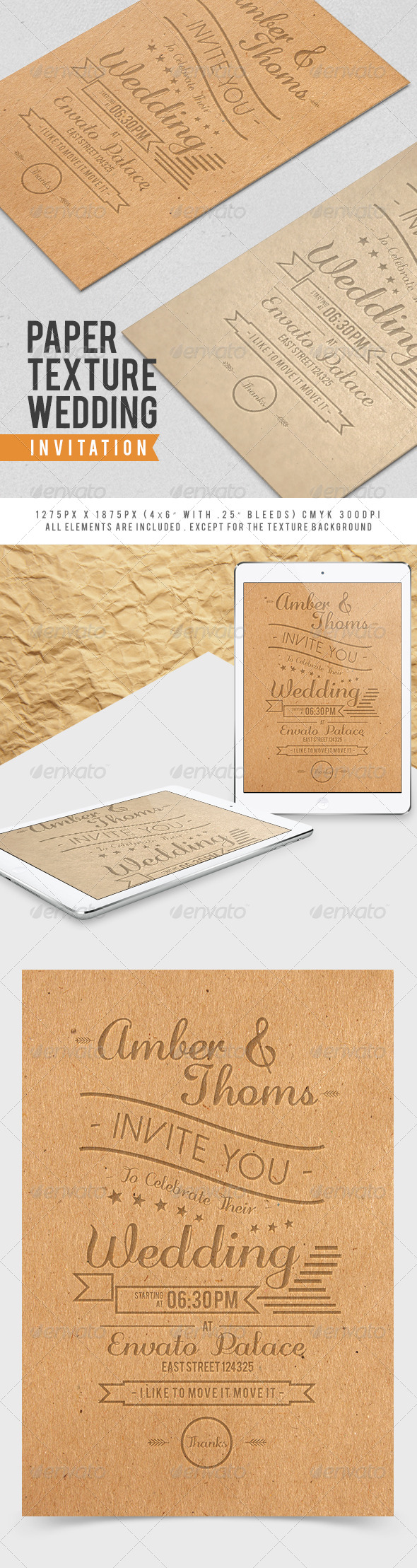 Paper Texture Wedding Invitation