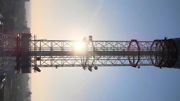 Vertical Video  TV Tower in the Morning at Dawn in Kyiv Ukraine alt