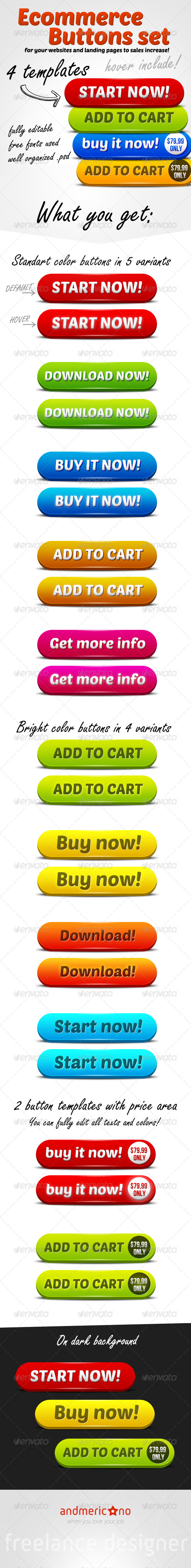Ecommerce Big Buttons Set - Buttons Web Elements