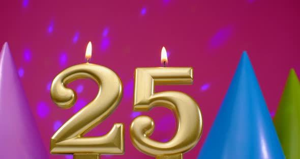Burning Birthday Cake Candle Number 25